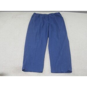 Blair Womens XL Pants Blue Wide Leg Linen Style Stretch Casual Straight Leg